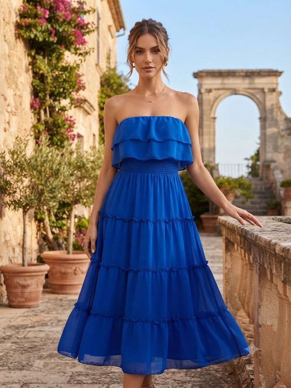 Takeโ50% OFF- 1. State Royal Blue Tiered Ruffle Maxi Dress, Size-S